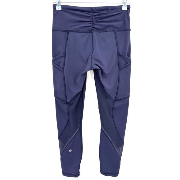 LULULEMON Outrun Tight Deep Indigo Mesh Accent 7/8 Leggings Size 6 - Picture 7 of 10